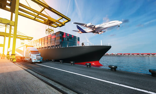 Plane trucks are flying towards the destination with the brighte Plane trucks are flying towards the destination with the brightest. 3d rendering and illustration.